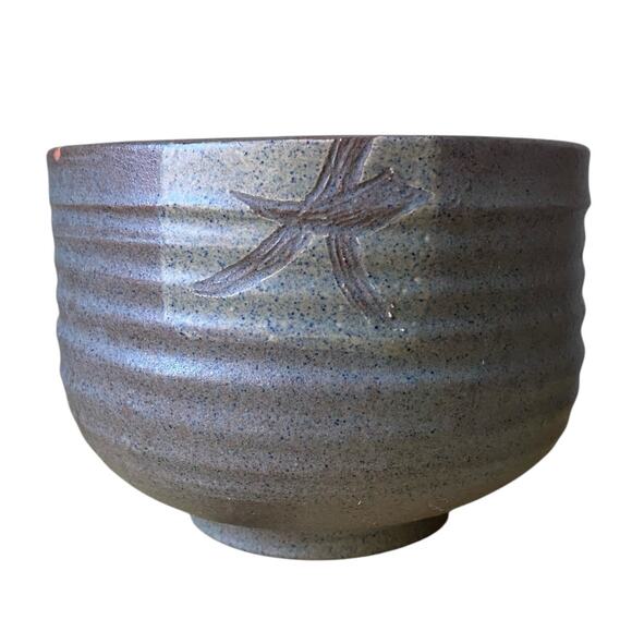 Mid Century Modern Pottery Bowl Artist Signed Palmer 1950 Matte Brown Speckled - Picture 6 of 9